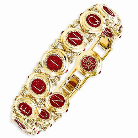 Gold Plated Enameled Swarovski Crystal with Castellani Wed Bracelet