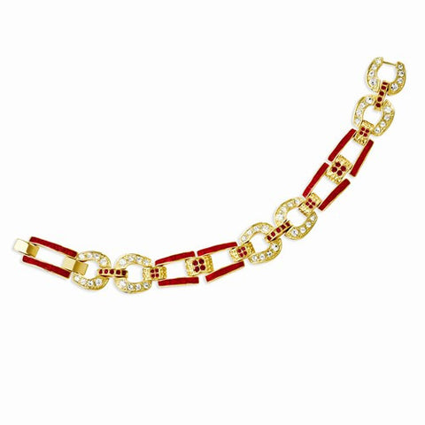 Gold Plated Swarovski Crystal with Equestrian Link Link Bracelet