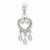 14k White Gold Solid Diamond-cut Fancy Dangle Heart Pendant, Pendants for Necklace