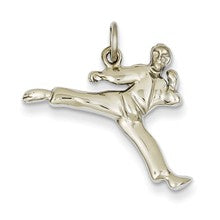 14k White Gold Solid Open-Backed Karate Male Charm hide-image