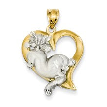 14k Gold Cat In Heart Charm hide-image