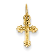 14k Gold Tiny Budded Cross Charm hide-image