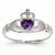 14k White Gold CZ February Birthstone Claddagh Heart Ring