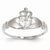 14k White Gold CZ April Birthstone Claddagh Heart Ring