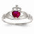 14k White Gold CZ July Birthstone Claddagh Heart Ring