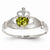 14k White Gold CZ August Birthstone Claddagh Heart Ring