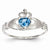 14k White Gold CZ December Birthstone Claddagh Heart Ring