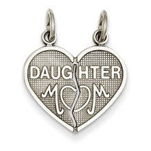 14k White Gold Daughter/Mom 2 Piece Heart Charm hide-image