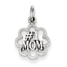 14k White Gold Antiqued #1 Mom Charm hide-image