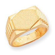 14k Yellow Gold Satin Mens Signet Ring