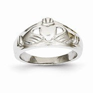 14k White Gold Womens Claddagh Ring