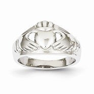 14k White Gold Womens Claddagh Ring