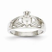 14k White Gold Womens Claddagh Ring