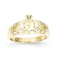 14k Yellow Gold Polished Womens Claddagh Ring