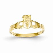 14k Yellow Gold Polished Womens Claddagh Ring