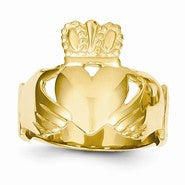 14k Yellow Gold Polished Womens Claddagh Ring