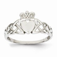 14k White Gold Mens Claddagh Ring