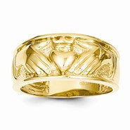 14k Yellow Gold Polished Men's Claddagh Wedding Band