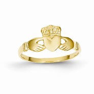 14k Yellow Gold Polished Womens Claddagh Ring