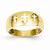 14k Yellow Gold Polished & Rhodium Cut-out 3 Cross Ring