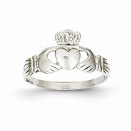 14k White Gold Womens Claddagh Ring