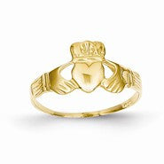 14k Yellow Gold Womens Claddagh Ring