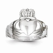 14k White Gold Womens Claddagh Ring