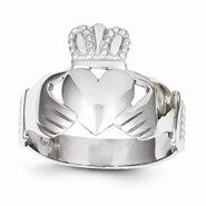 14k White Gold Men's Claddagh Ring