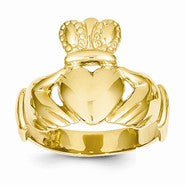 14k Yellow Gold Men's Claddagh Ring