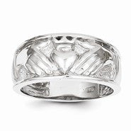 14k White Gold Men's Claddagh Ring