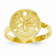 14k Yellow Gold Polished Sand Dollar Ring