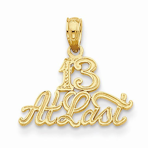 14k Gold 13 at Last Pendant, Pendants for Necklace