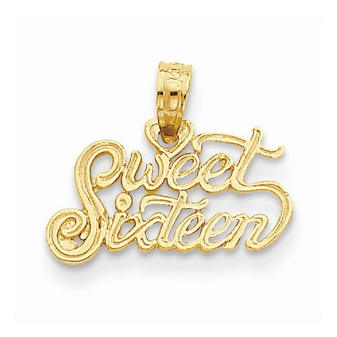 14k Gold Sweet Sixteen Pendant, Pendants for Necklace