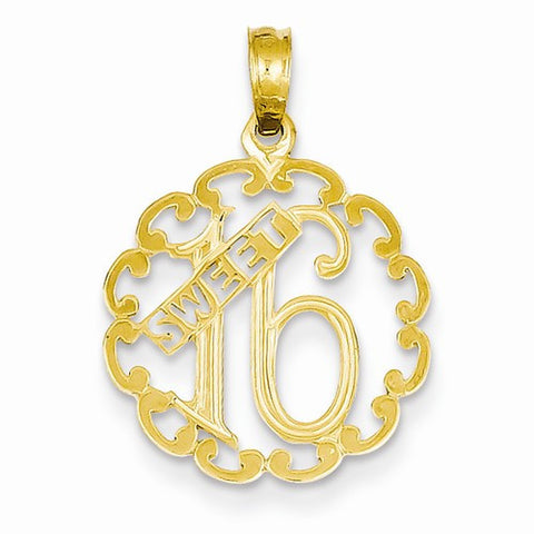 14k Gold Sweet 16 pendant, Stylish Pendants for Necklace