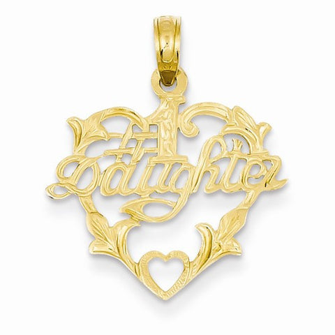 14k Gold #1 Daughter in Heart Pendant, Pendants for Necklace