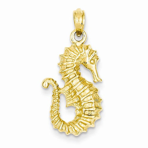 14k Gold 2-D Seahorse Pendant, Pendants for Necklace