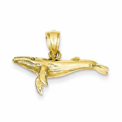 14k Gold 3-D Humpback Whale Pendant, Pendants for Necklace