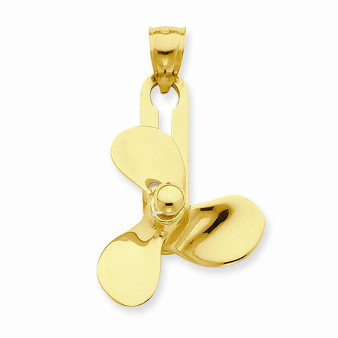 14k Gold Moveable 3 Blade Propeller pendant, Lovely Pendants for Necklace