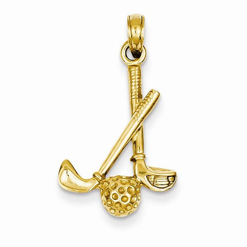 14k Gold 3-D Clubs and Ball Pendant, Pendants for Necklace