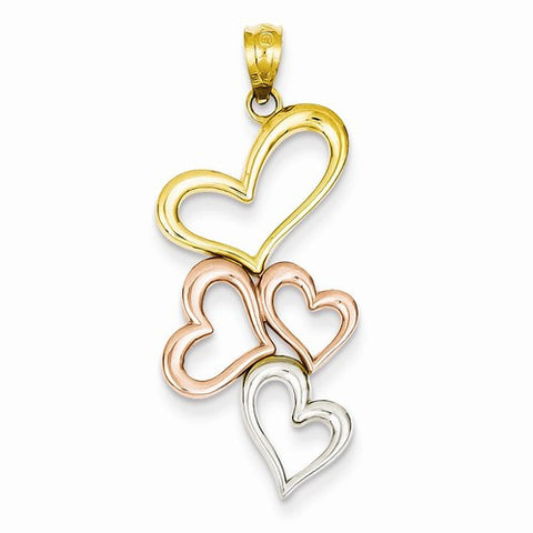 14k Gold and Rhodium Plated Hearts Pendant, Pendants for Necklace