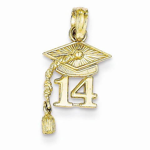 14k Gold Graduation Cap 14 w/Dangling Tassel Pendant, Pendants for Necklace