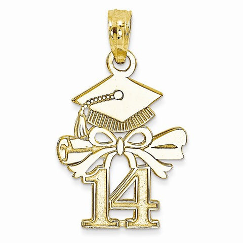 14k Gold Graduation Cap 14 w/Diploma Pendant, Pendants for Necklace