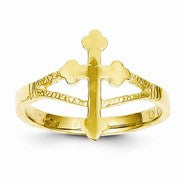 14k Yellow Gold Polished Cross Ring