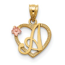 14k Gold Two-Tone Initial A in Heart Charm hide-image