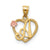 Initial A in Heart Charm in 14k Gold Two-tone