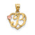 Initial B in Heart Charm in 14k Gold Two-tone