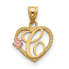 14k Gold Two-Tone Initial C in Heart Charm hide-image