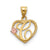 Initial C in Heart Charm in 14k Gold Two-tone