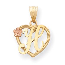 14k Gold Two-Tone Initial H in Heart Charm hide-image