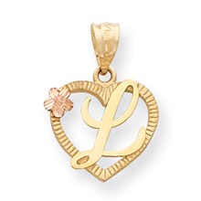 14k Gold Two-Tone Initial L in Heart Charm hide-image